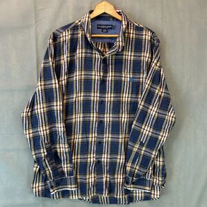 U.S.Polo Assn Plaid Button Up Shirt Men’s Size 2XL Blue Brown Long Sleeve Casual